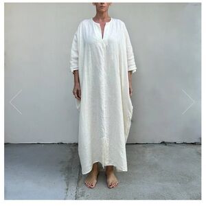 Superfussy Unisex Bone White 100% Cotton Kaftan Cover-Up Global Handmade | OS